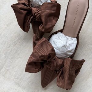 Loeffler Randall Chocolate Margot Moire Bow Mules